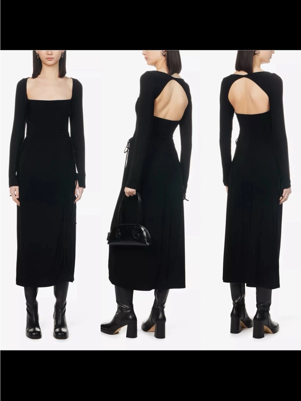 Mirror Palais Wrapover stretch-woven Midi Wrap Black  Dress Size S/M
